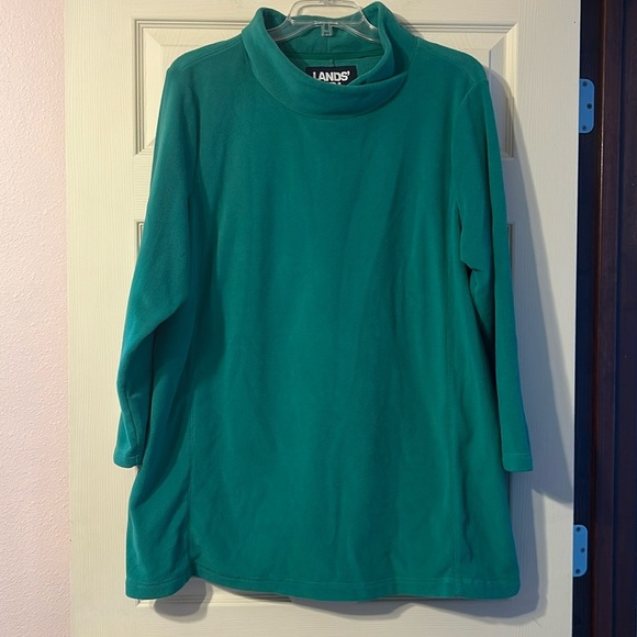Land’s End Green Fleece Pullover Tunic 2X - Picture 1 of 4